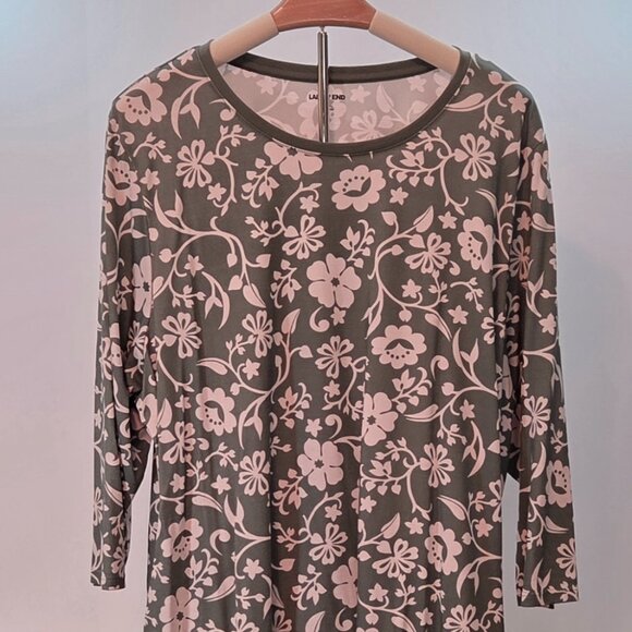 NWOT - Lands’ End 3/4 Sleeve Floral Print Top – Size 2X - Never Worn - Picture 1 of 11